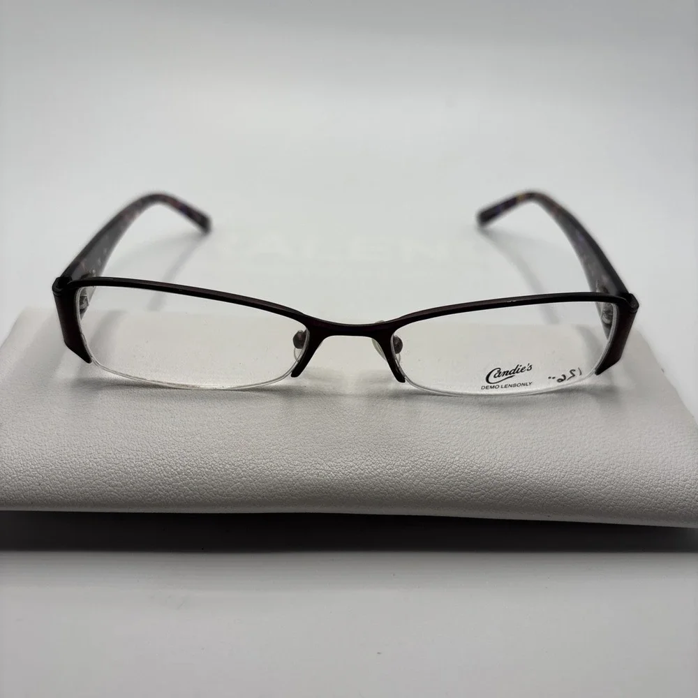 New Candie's C Zola Eyeglasses Frame Women's Brown Half Rim 50-17-135mm w/case